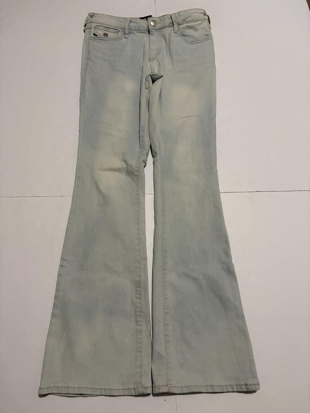 True Religion Becca Womens 28 Mid Rise Bootcut Jeans Light Wash Flap Pocket Y2K